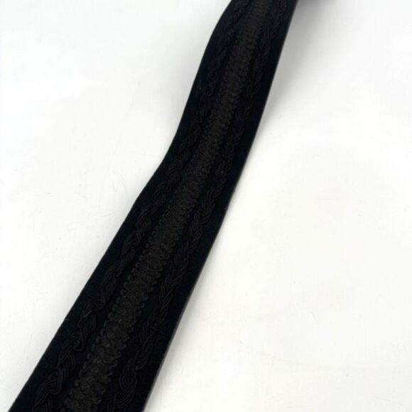 Vintage Women's Suede Leather Embroidered Braided Waist Belt Black Size Small - Picture 4 of 10